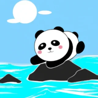 panda in ocean